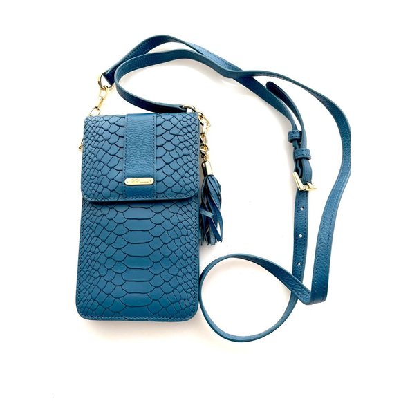 The Embossed Python Smart Phone Crossbody - Gigi New York - Denim - Penny- NWOT - Picture 2 of 8
